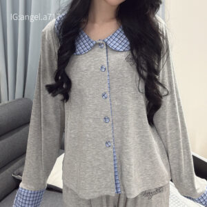 【AOR MORE】格紋圓領｜高彈性舒紋棉 兩件組家居服